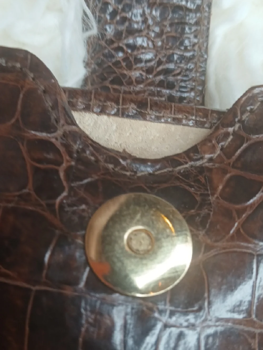 Brown Croc-Embossed Leather Tablet Sleeve or Document Holder